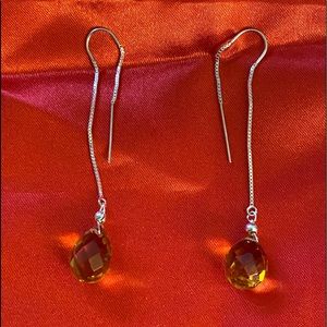 Sterling Silver Citrine Thread Earrings